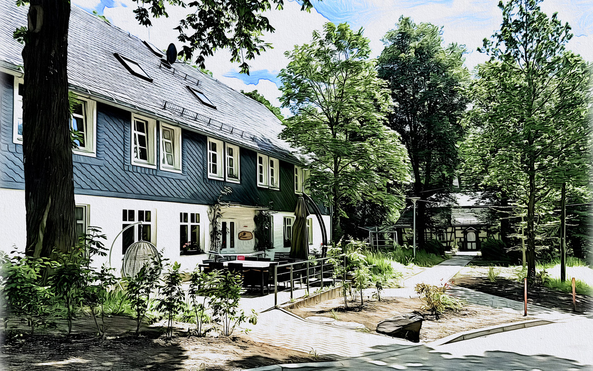 Blick auf das Rosenhaus